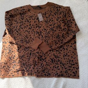 J. Jill Leopard Print Sweater in Brown and Black NWT